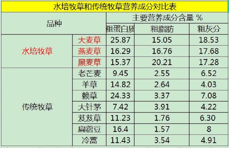 水培牧草與傳統(tǒng)牧草相比